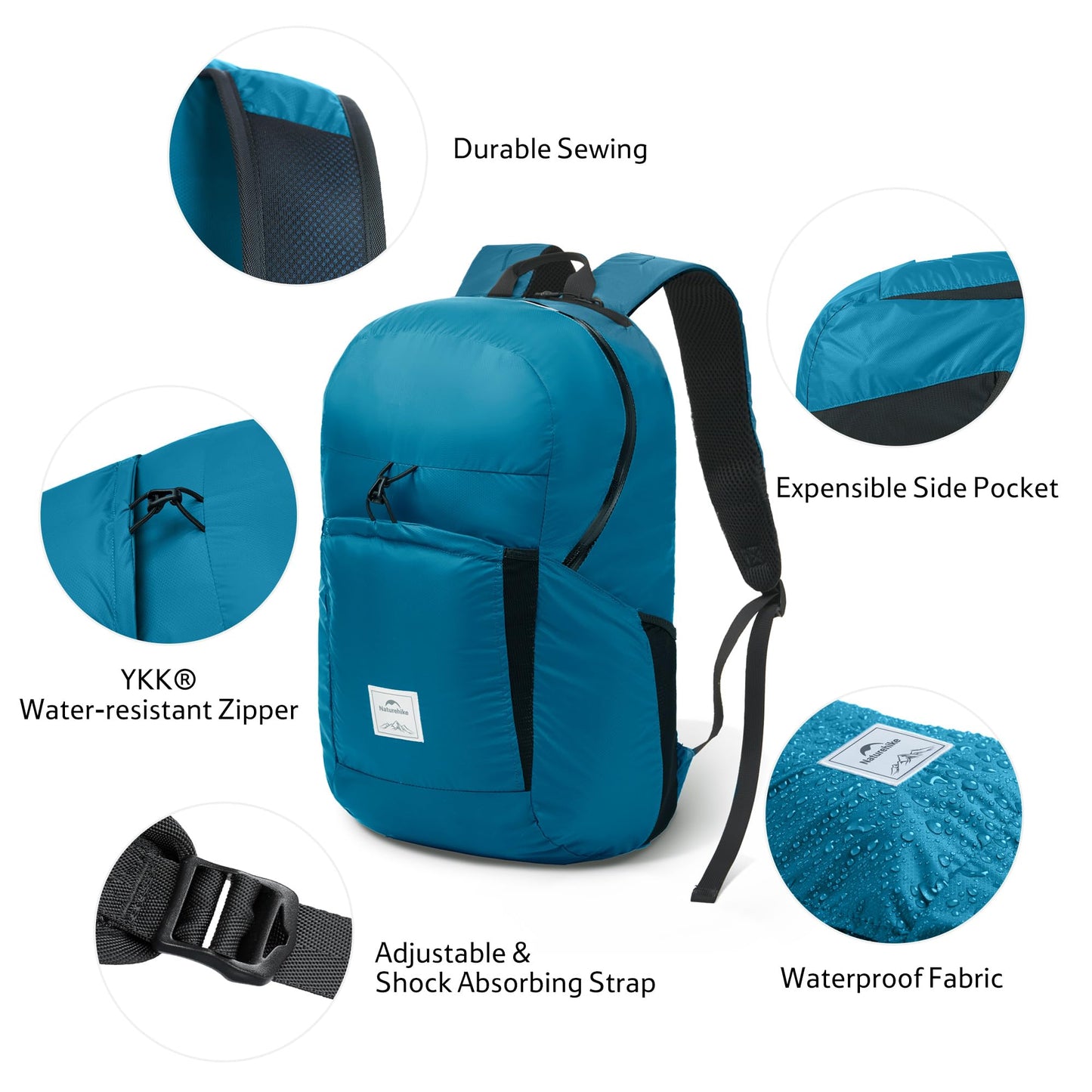 Naturehike 30L Lightweight Hiking Backpack, Waterproof Camping Packable Backpack, Ultralight Daypack for Travel Airplane