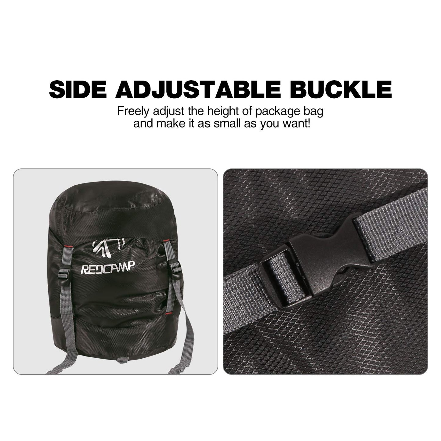 REDCAMP Compression Stuff Sack, 17L Lightweight Sleeping Bag Compression Sack Great for Backpacking, Hiking and Camping, Black