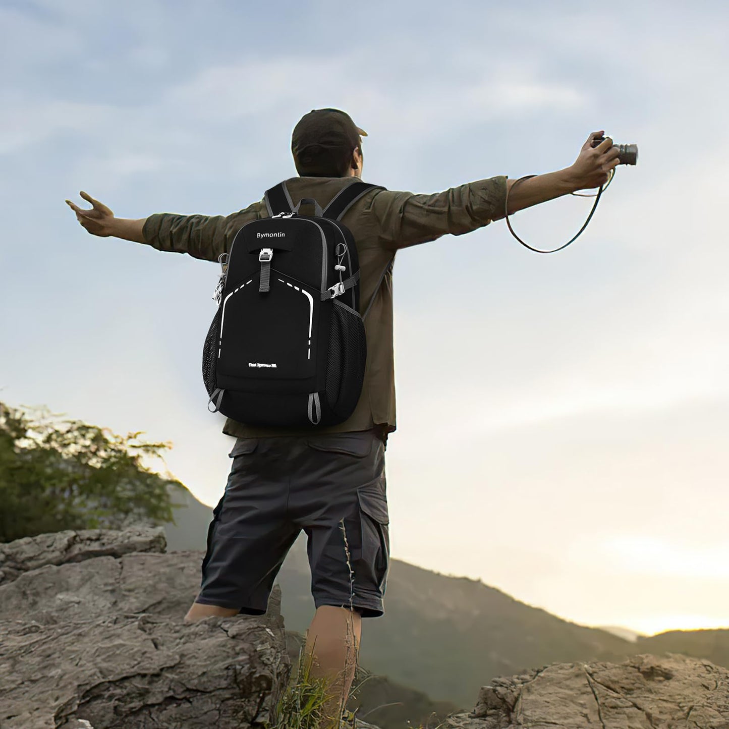 Bymontin 35L Lightweight Packable Backpack – Durable Foldable Daypack for Travel, Hiking, and Gym (Black)