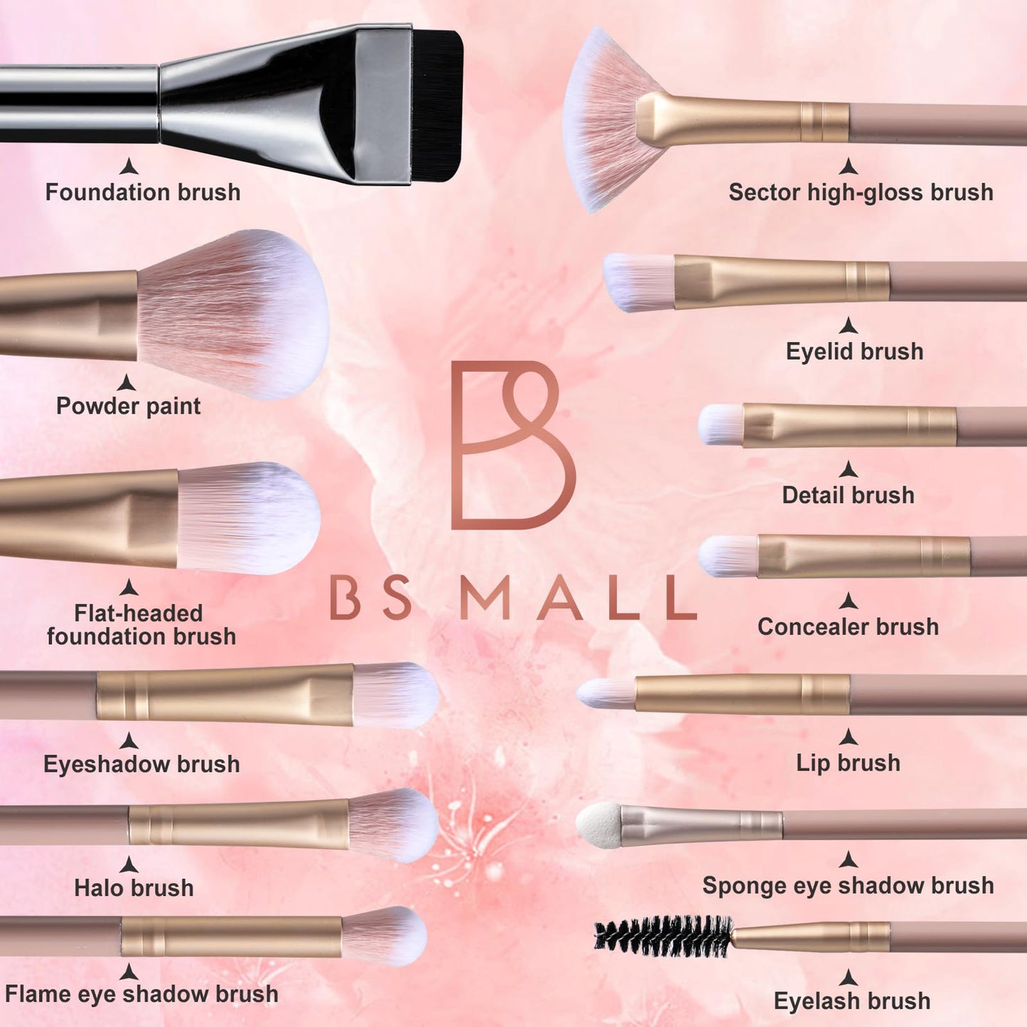 BS-MALL Travel Makeup Brush Set 23 Pcs,with Hair Ties, Clips & Dual-Head Silicone Face Mask Brush for Flawless Makeup For Girls Party Bedroom