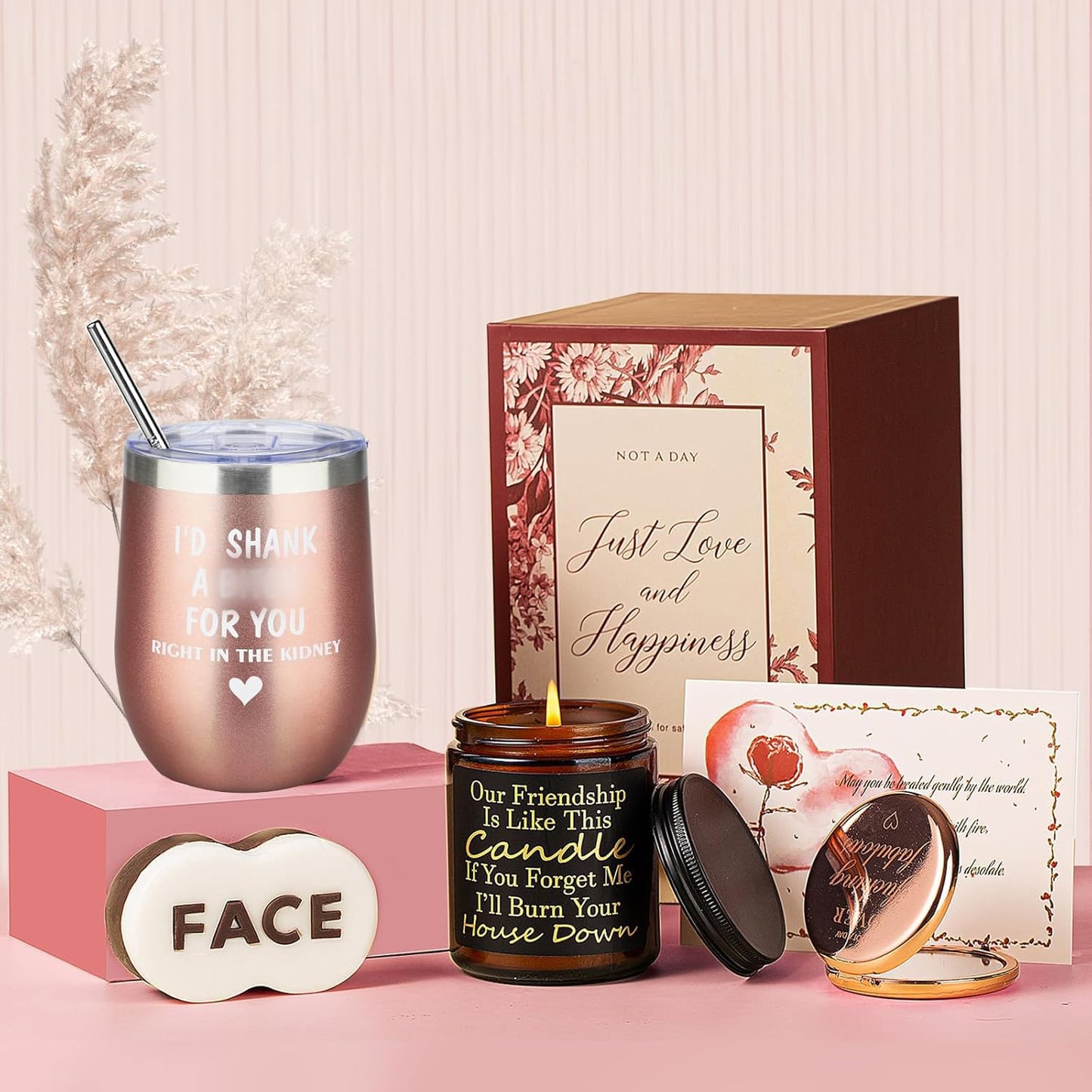 Birthday Gifts for Women Girl Best Friends Happy Basket for Friendship Friends Female Sister Gift Box Lavender Scented Candles Christmas Mother's Day Valentine's Day