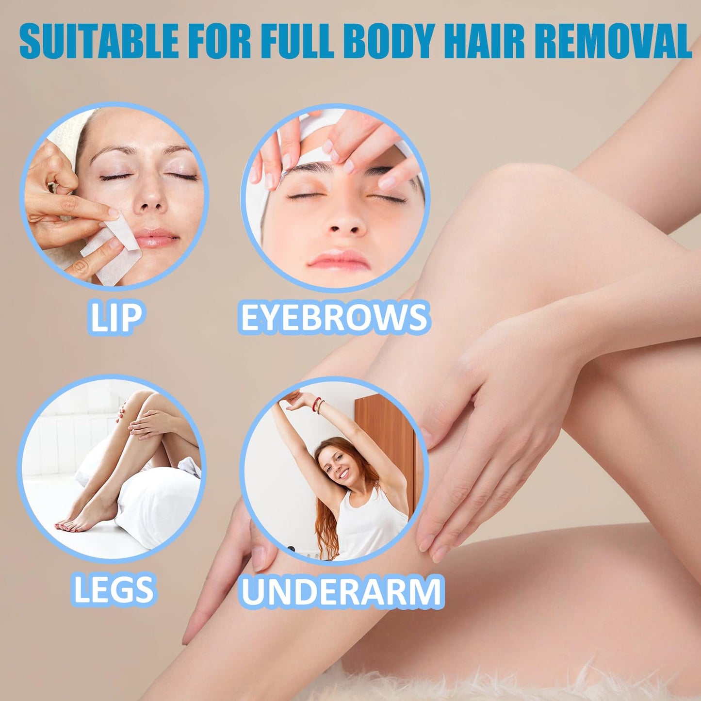 Wax Strips for Hair Removal,Waxing Strips,40 Face Wax Strips & 6 Calming Oil Wipes,Waxing Kit for Women,Facial Hair Removal for Women Face,Arms,Legs,Eyebrow,Upper Lip,Blue,40 Count (Pack of 1)