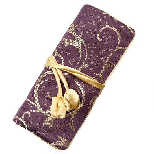 Purple Travel Jewelry Bag Roll, Elegant Violet Jewelry Organizer Roll Foldable Jewelry Pouch for Traveling Rings & Necklaces & Earrings, Luxury Gift, with Zipper Pockets Inside (Purple,Matte)