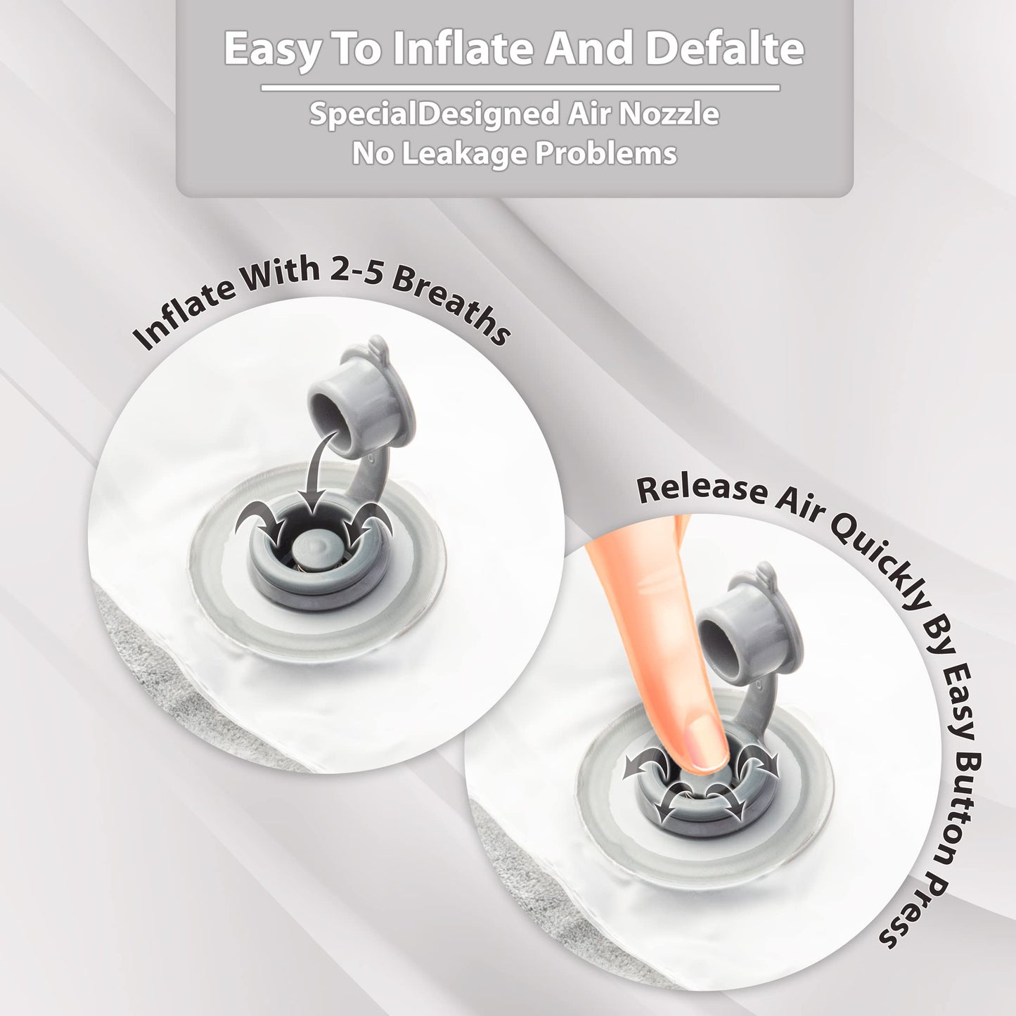 Inflatable Travel Neck Pillow: Extra-Soft, Cushion. For Airplanes, Trains, Cars, Portable Travel Accessory-With Carrying Pouch For cell phone and Passport Etc. (Grey)