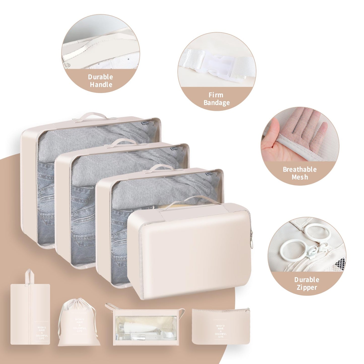 8 Set Packing Cubes for Travel,Packing Cubes Travel Luggage Packing Organizers with Shoe Bag Travel Cubes with Laundry Bag Luggage Organizer Bags for Travel Essentials