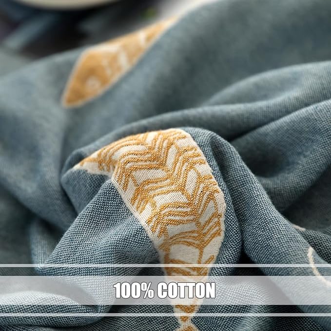 Boho Throw Blanket for Bed 100% Cotton Ultra Soft Rustic Quilt Fall Blanket Fish Printed Farmhouse Decor Bed Blankets,60"×80" All Season Rustic Throw for Sofa Couch Chair