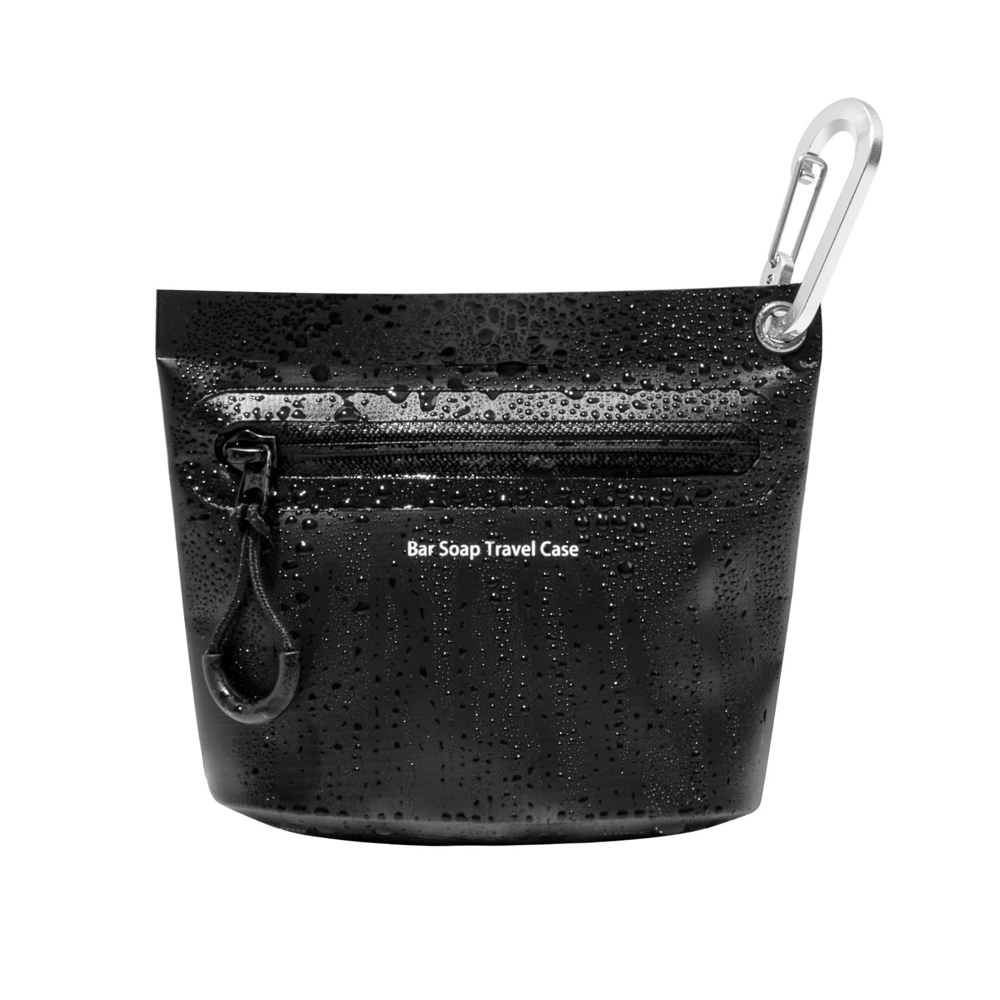 Travel Soap Container Bag with Waterproof Zipper and Carabiner Clip Waterproof and Leak Proof Soap Travel Case Travel Accessories (Black)