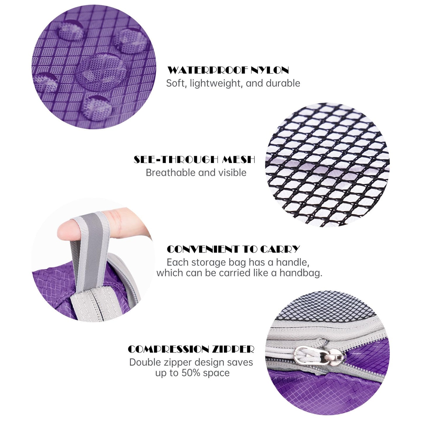 NiHome 7PCS Compression Packing Cube Set Expandable Mesh Travel Bag Luggage Organizers with Electronic Cable Cord Charger Organizer Drawstring Bag for Trip Home Storage Travel Gear Accessories