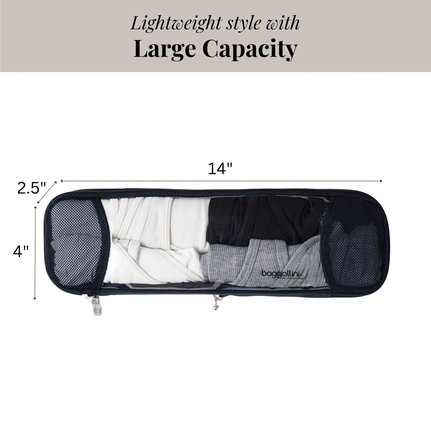 Baggallini Long Compression Cube - Lightweight Compression Packing Cube for Travel