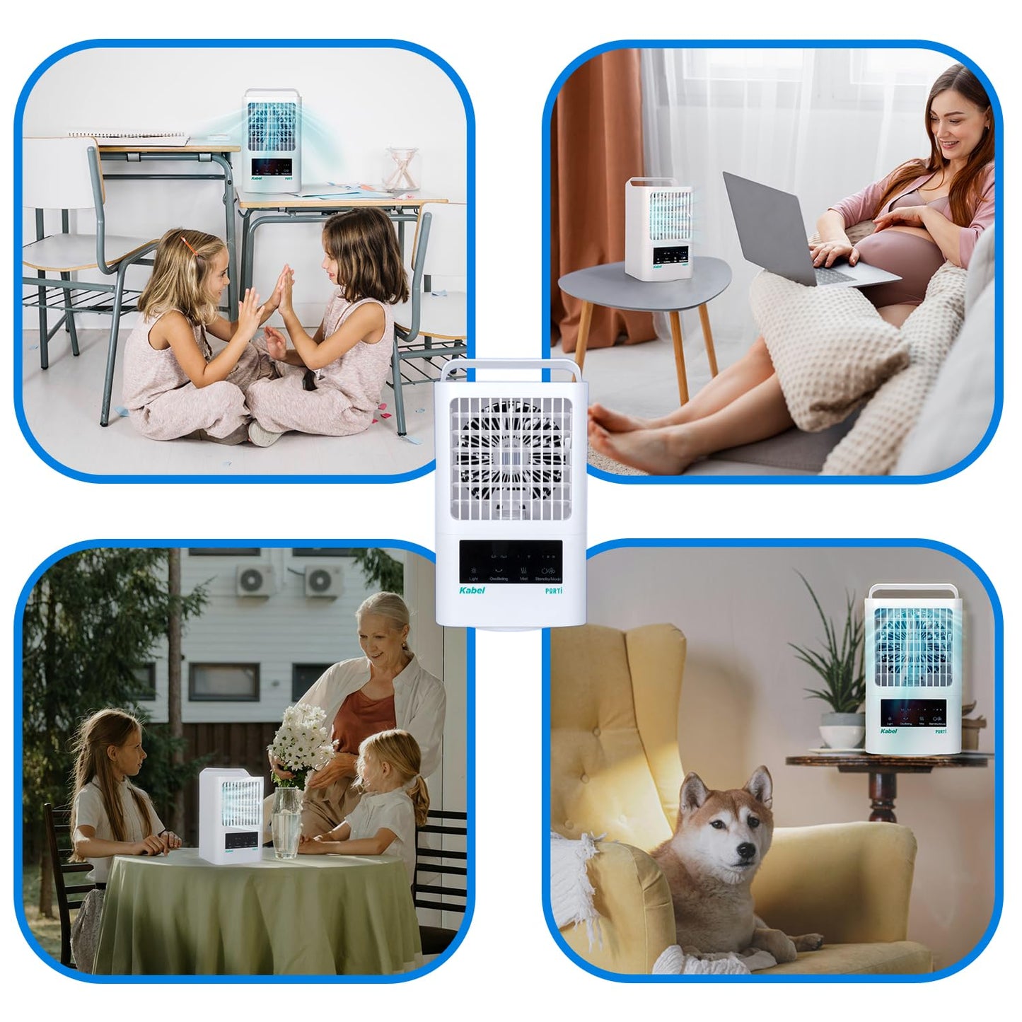 Mini Portable Air Conditioners | 4in1 USB Evaporative Air Cooler with Fan, Mist, Humidifier & Light | 60ยฐ/120ยฐ Oscillation, Touch Panel, 3 Speeds | Personal AC for Bedroom, Desk, Tent, Camping, Car