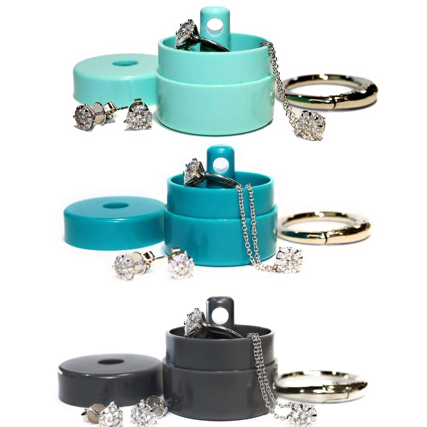 Lion Latch Travel Jewelry Box Case, Ring Holder on Shark Tank - Ring Holder for Women Girls with Keychain, Small Jewelry Organizer Boxes, Portable Ring Keeper Key Chain, Jewelry Storage Case