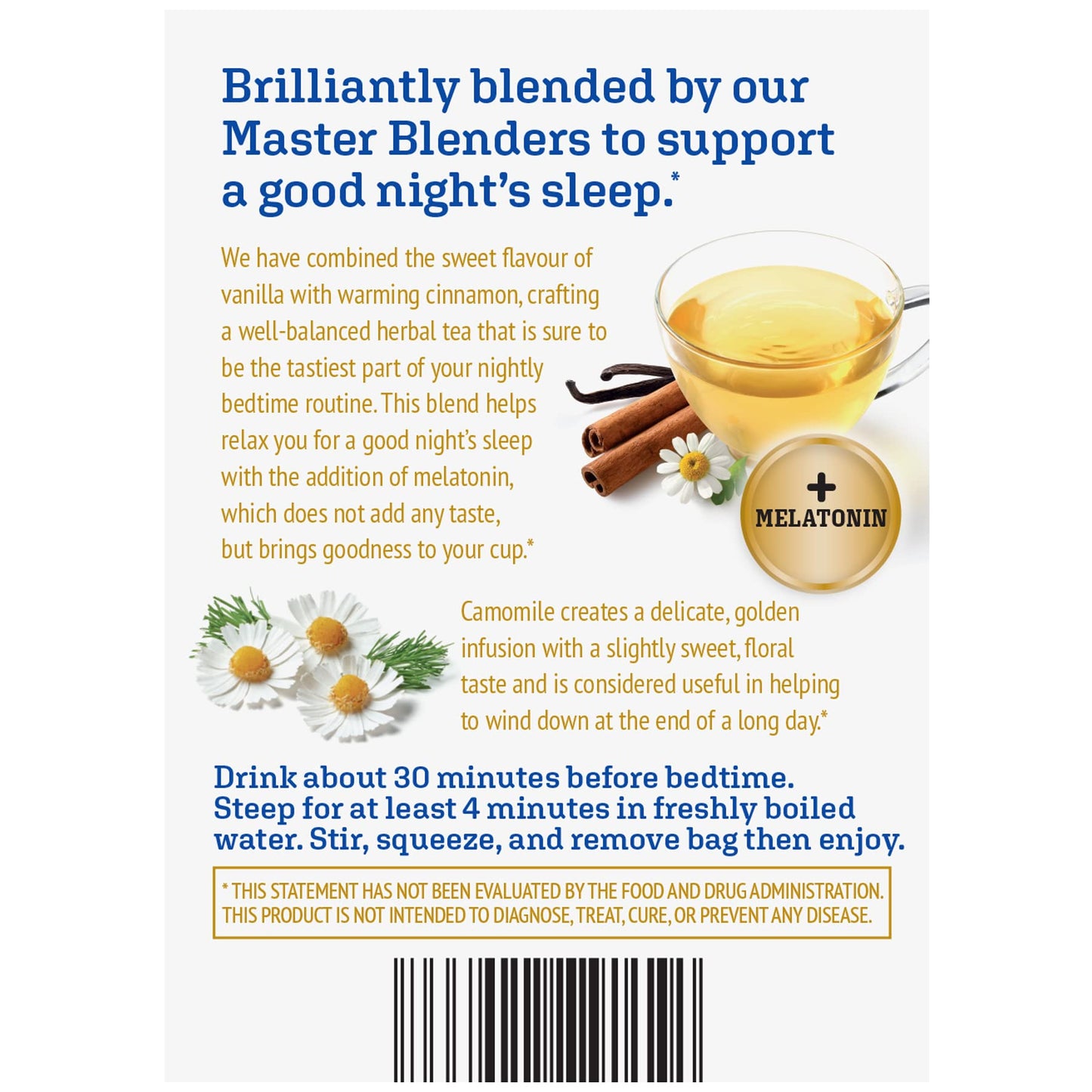 Twinings Bedtime Tea Variety 2-Pack Pure Camomile Teabags and Superblends Camomile, Cinnamon & Vanilla + Melatonin Tea, Naturally Caffeine-Free