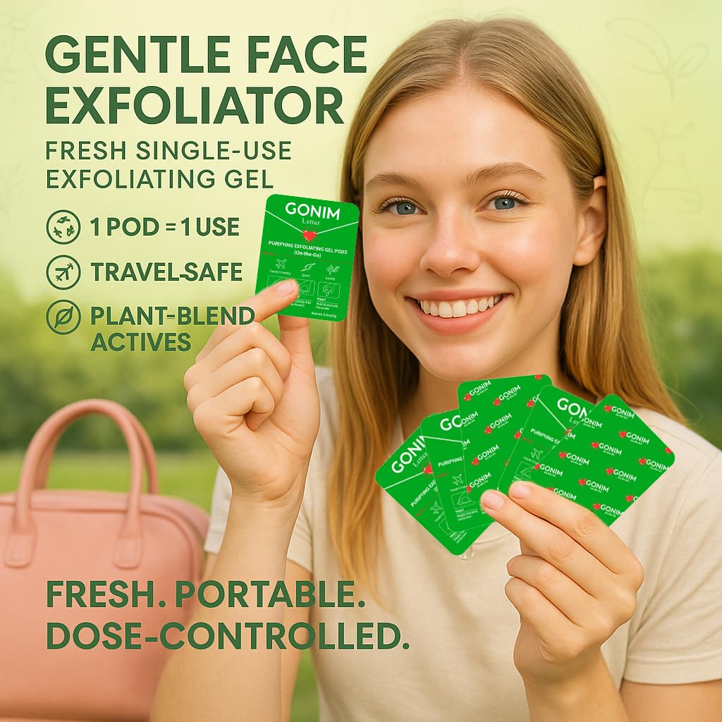GONIM Exfoliating Facial Cleanser with Hyaluronic Acid, Exfoliating Face Wash, Oil-Free Gentle Face Exfoliator Pore Cleaner, Non-Comedogenic Face Scrub Peeling Gel, Weekly Dead Skin Remover, 15count