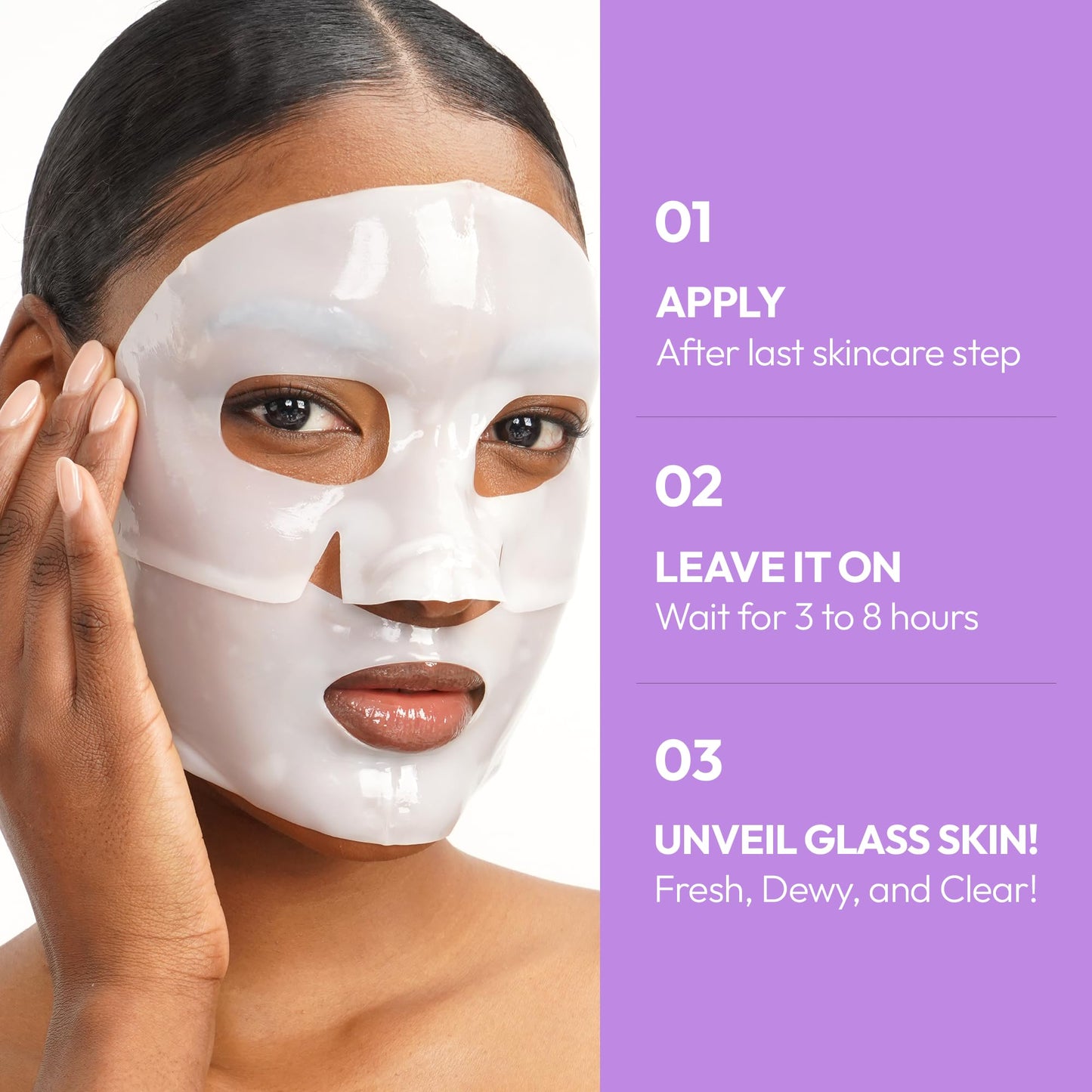 LAPCOS Deep Collagen Glass Skin Overnight Mask - Korean Skin Care Mask w/Rose PDRN, Vegan Collagen & Hydrogel Sheet - Hypoallergenic Firming Collagen Face Mask Sheets (4 ea, 1.23 oz)