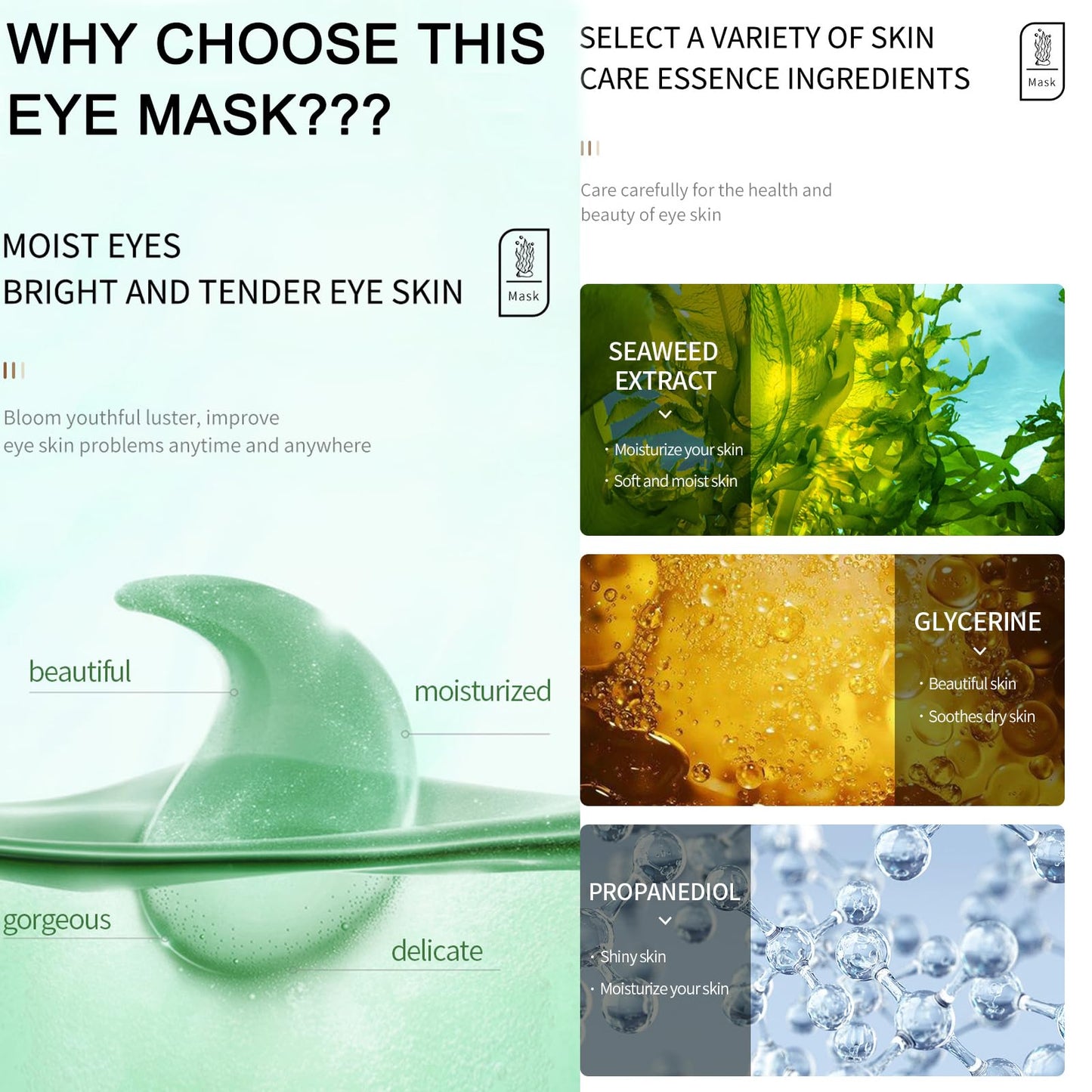 MEICOLY 30 Pads Eye and Lip Masks Sheet,Moisturizing Caviar Under Eye Mask,Hydrating Peach Lip Masks,Crystal Anti-Aging Eye Patches Dark Circle Remover with Box,15 Eye Mask+15 Lip Mask