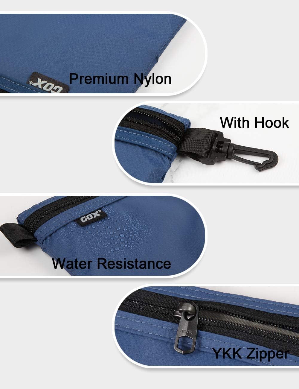 GOX Travel Toiletry Bag Carry On Zipper Pouch Cosmetic Kit Makeup Digital Bag Water Resistant Nylon(navy …