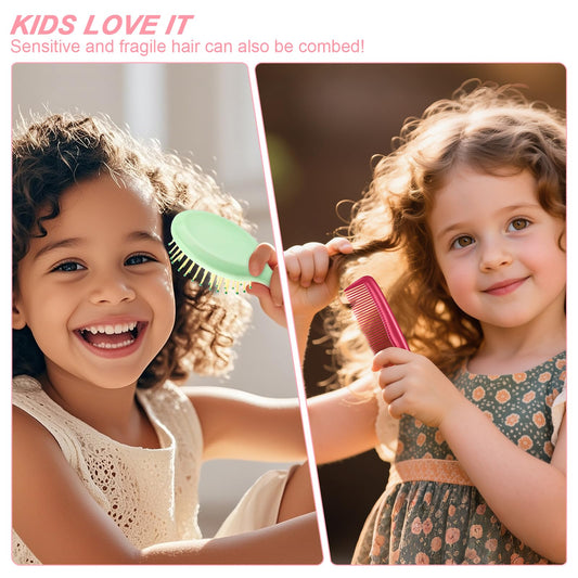 HOFASON 14 Pieces Bulk Mini Wet Hair Brush & Mini Combs Set for Kids Girls Women, Bridesmaid Gifts, Spa Party Supplies, Summer Stuff, 7 Travel Small Brush for Hair 7 Fine Wide Hair Combs for Boy Men