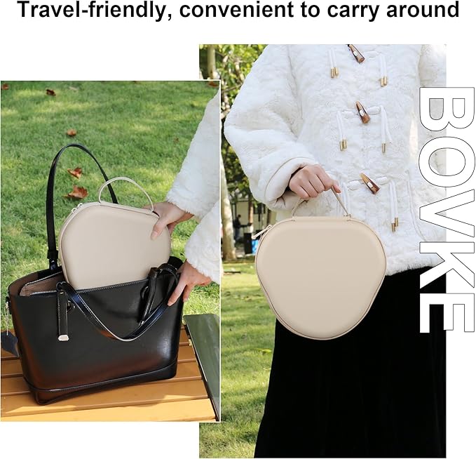 BOVKE Hard Carrying Case with Sleep Mode for Apple AirPods Max Wireless Over-Ear Headphones, AirPods Max Protective Portable Storage Bag with Mesh Pocket for USB-C Charging Cables, Starlight