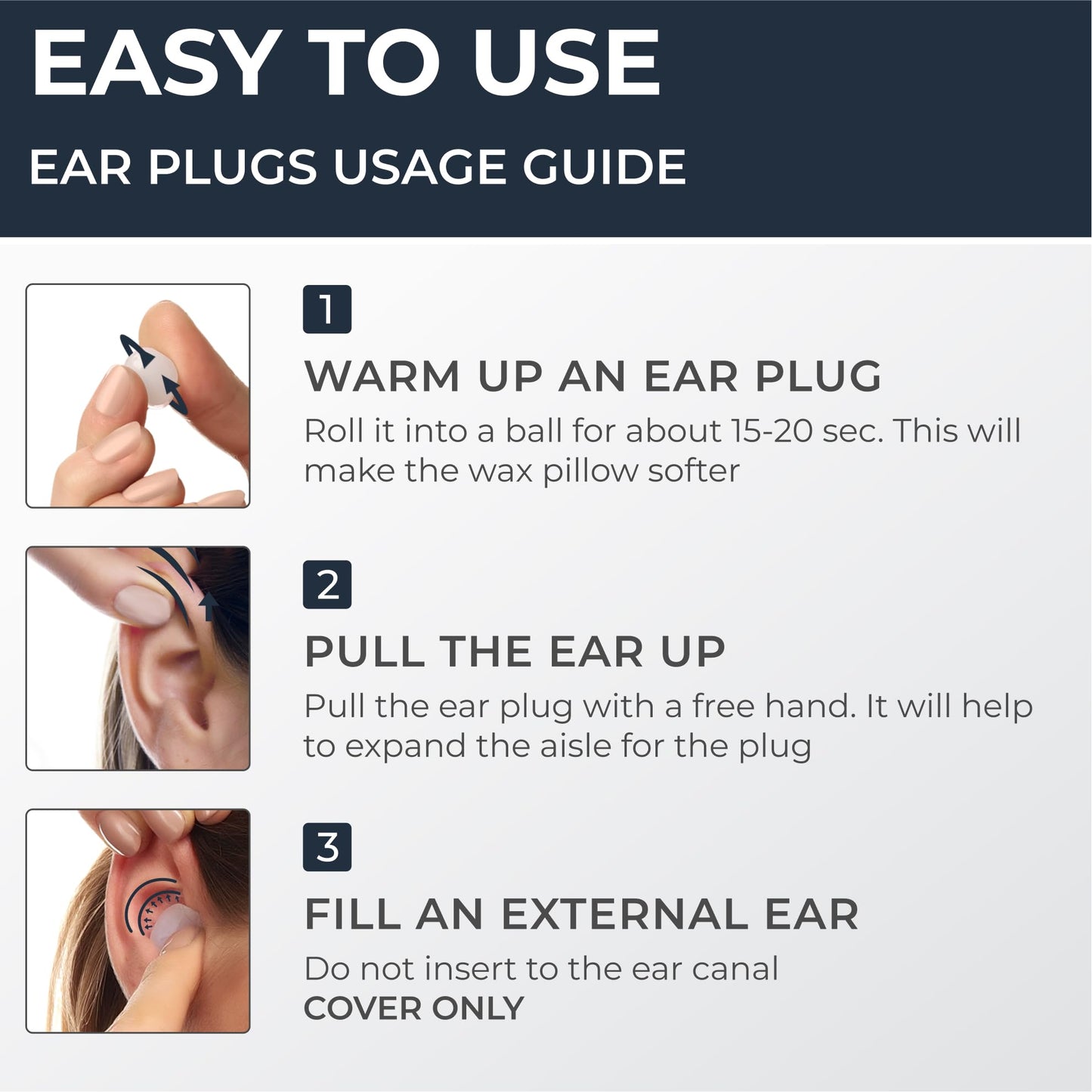 PQ Wax Ear Plugs for Sleep - 6 Silicone Wax Earplugs for Sleeping and Swimming - Gel Ear Plugs for Noise Cancelling, Ear Protection - Sleeping Earplugs with Sound Blocking 32 Db (6-Pillows). White