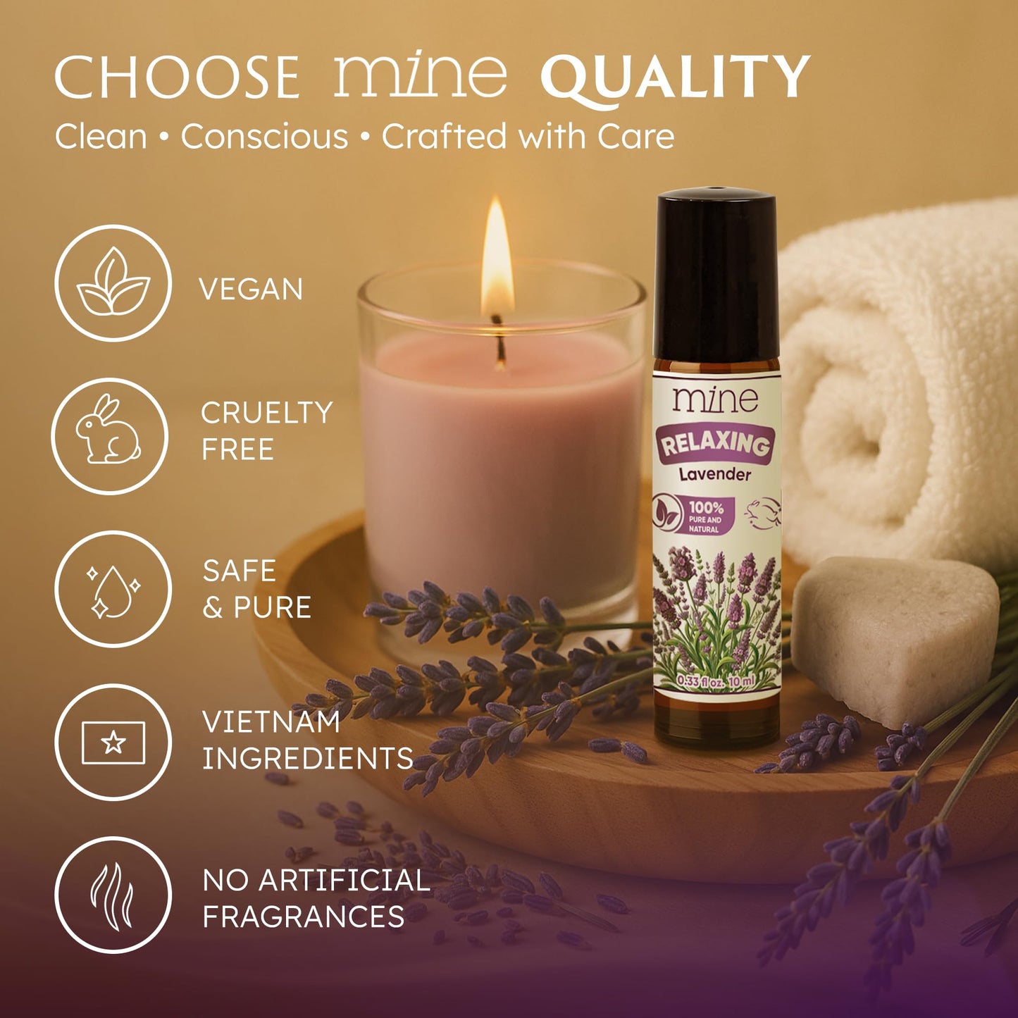 Mine Lavender Essential Oil Roll On - 100% Pure Natural Lavender Oil for Skin