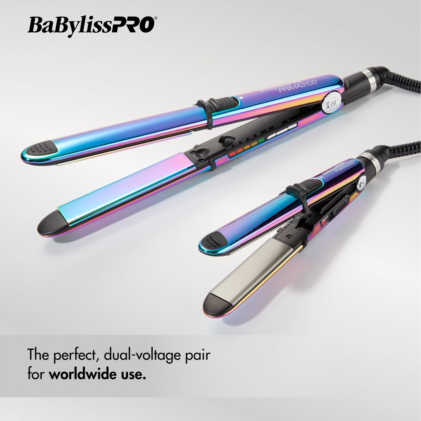 BabylissPRO® Nano Titanium™ Iridescent Prima3100 & Prima2000 Styling Irons Prepack