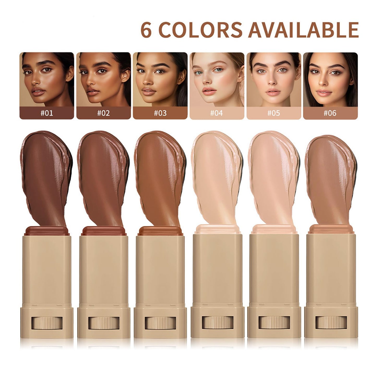 Skween Skin Tint for Black Women, Skween Beauty Balm Serum Boosted Hydration Skin Tint, Solid Tinted Serum Foundation Face Stick, Longwear Contour Stick, Natural Finish (6#)