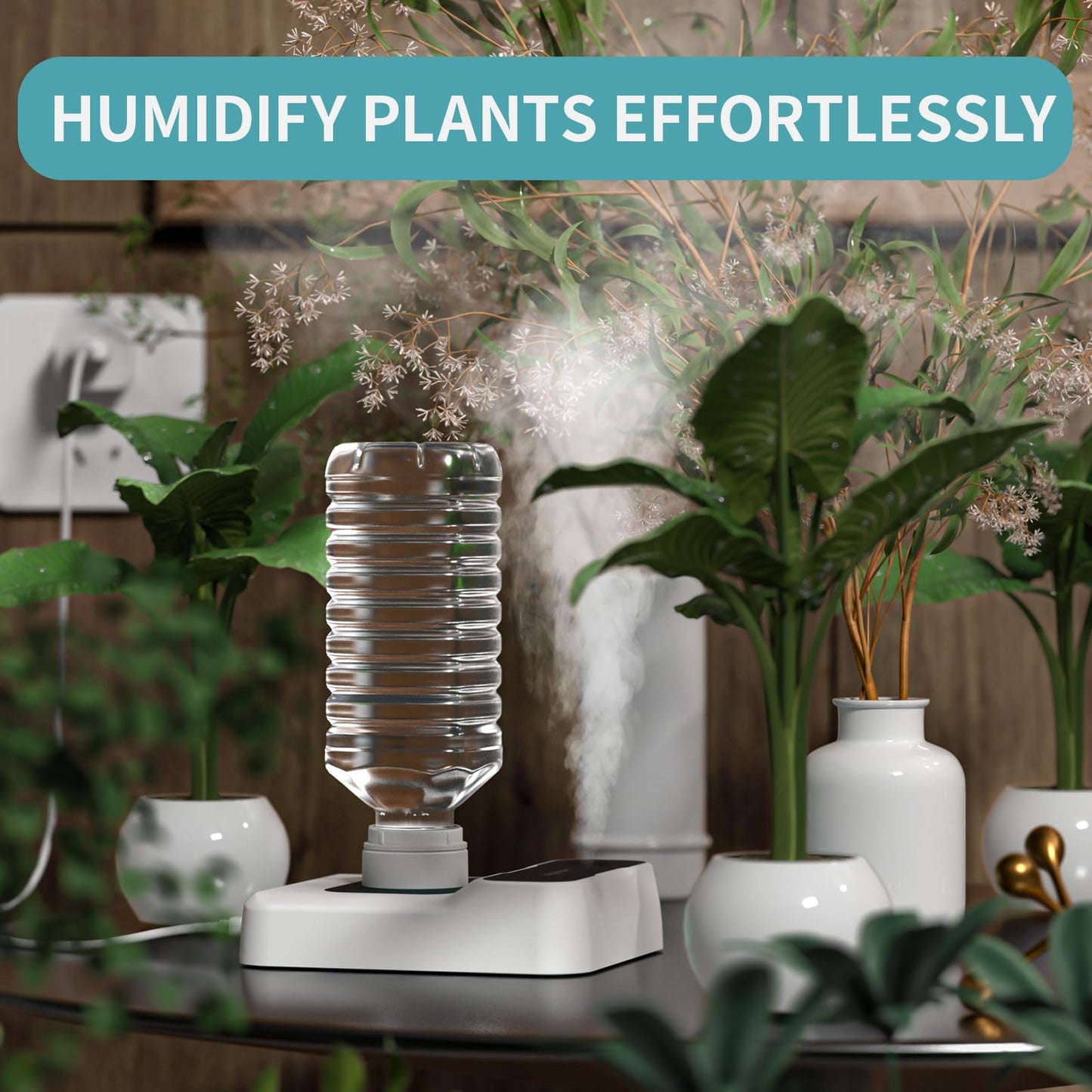 HOMDIS Portable Humidifiers for Travel, Small Mini Humidifier with Auto Shut-Off, Nightlight and Storage Bag for Hotel, Bedroom or Office, Plant Humidifier Indoor, White