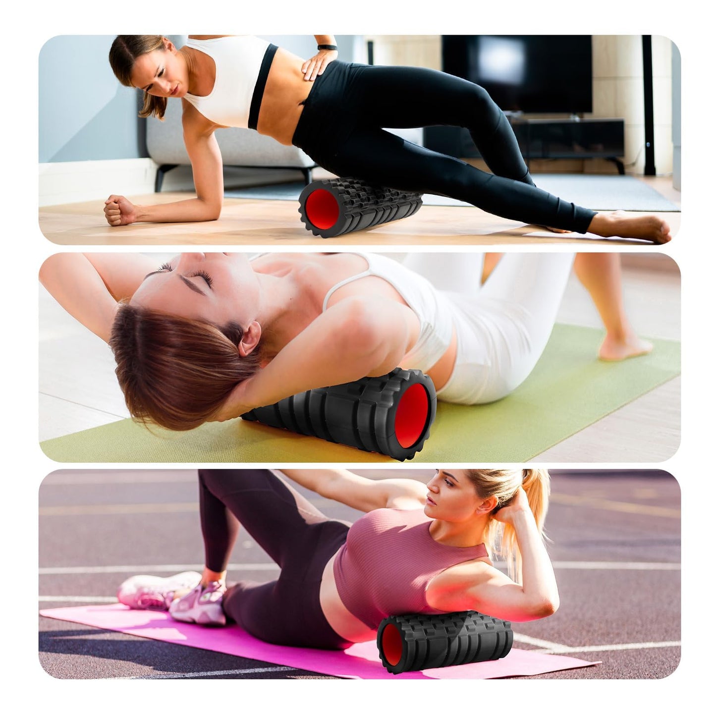 Krightlink Foam Roller for Deep Tissue Massager, 13" High Density Exercise Patented Roller for Muscle Massage and Myofascial Trigger Point Release Back Roller for Fitness, Yoga and Pilates (Black)