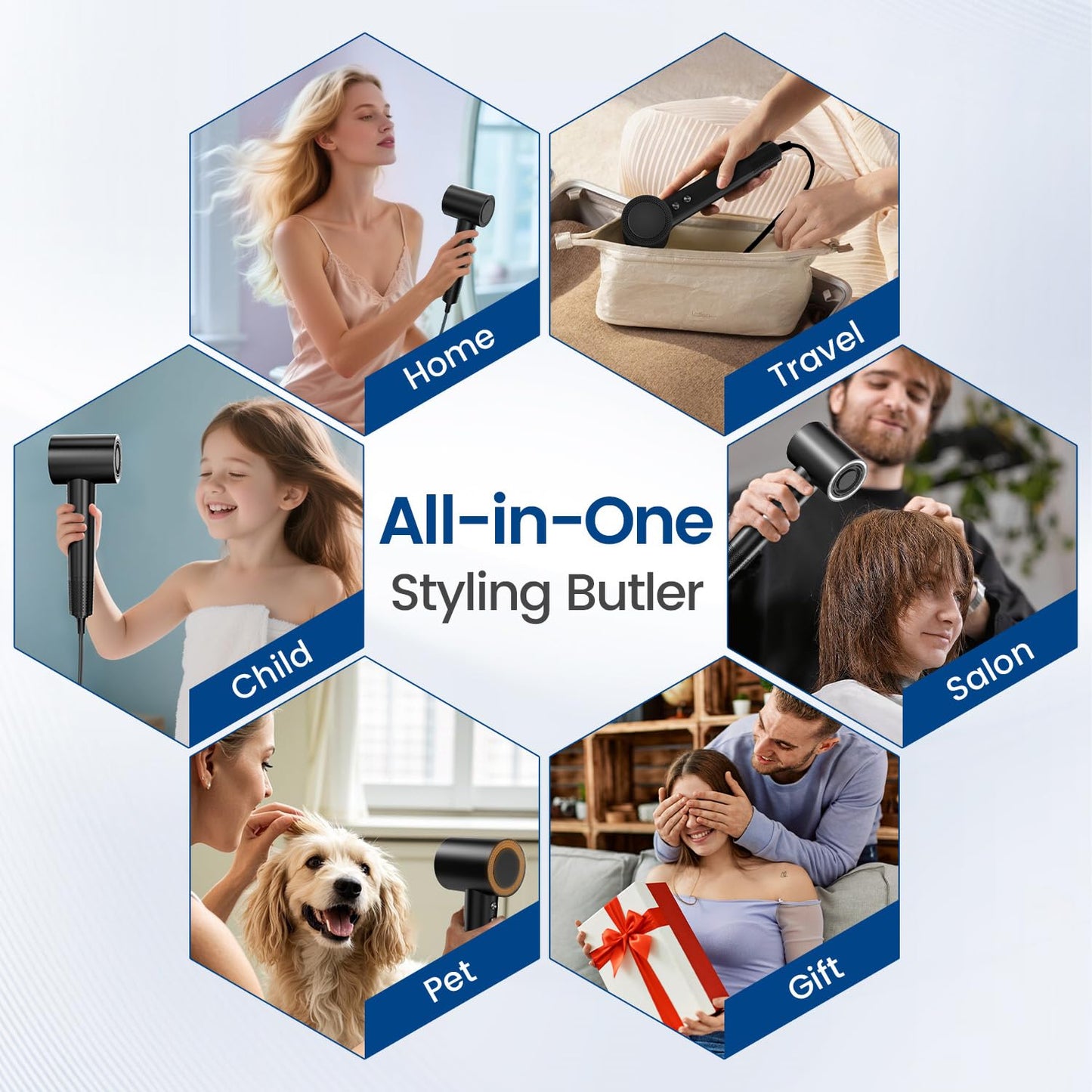 Hair Dryer with Diffuser,1-5min Fast Dry by 1400w, 3 Heat/Cool Wind Level,0.86lb Lightweight, 49db Low Noise,1.5 Billion Plasma, Industry-Leading High-Speed Brushless Motor Blow Dryer for Home Travel