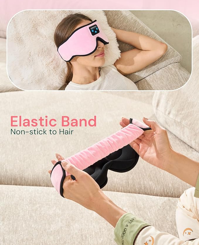 Bluetooth Sleep Mask with Wireless Headphones – Soft 3D Eye Mask for Comfortable Sleep – HD Audio for Men & Women – Adjustable Strap for Travel, Meditation, and Naps