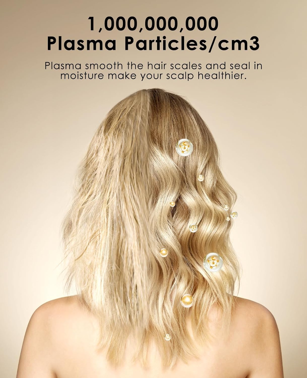 osou Travel Hair Dryer, Dual Voltage with Auto-Sensing, 1B Plasma Particles, 200times/s Temp Control, Portable Blow Dryer with Single-Sided Comb, Gray