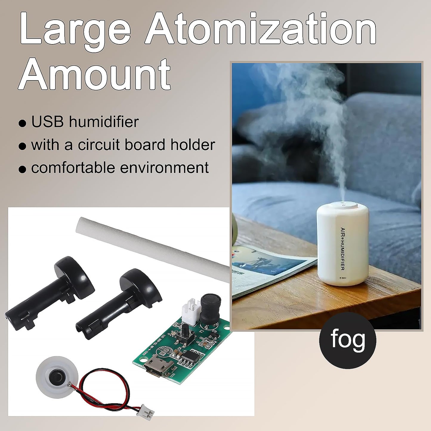 5Pcs USB Humidifier Module 5V USB Spray Module Circuit Board Atomization Module Atomization Plate Atomizer DIY Incubation Experimental Equipment