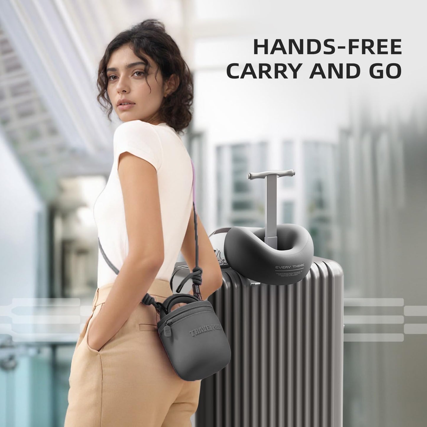 EVERY THINK Travel Pillow - Memory Foam Neck Pillow Airplane, Neck Travel Airplane Pillow for Long Flight, Portable Travel Essentials, 360º Ergonomic Support, Machine Washable (Black)