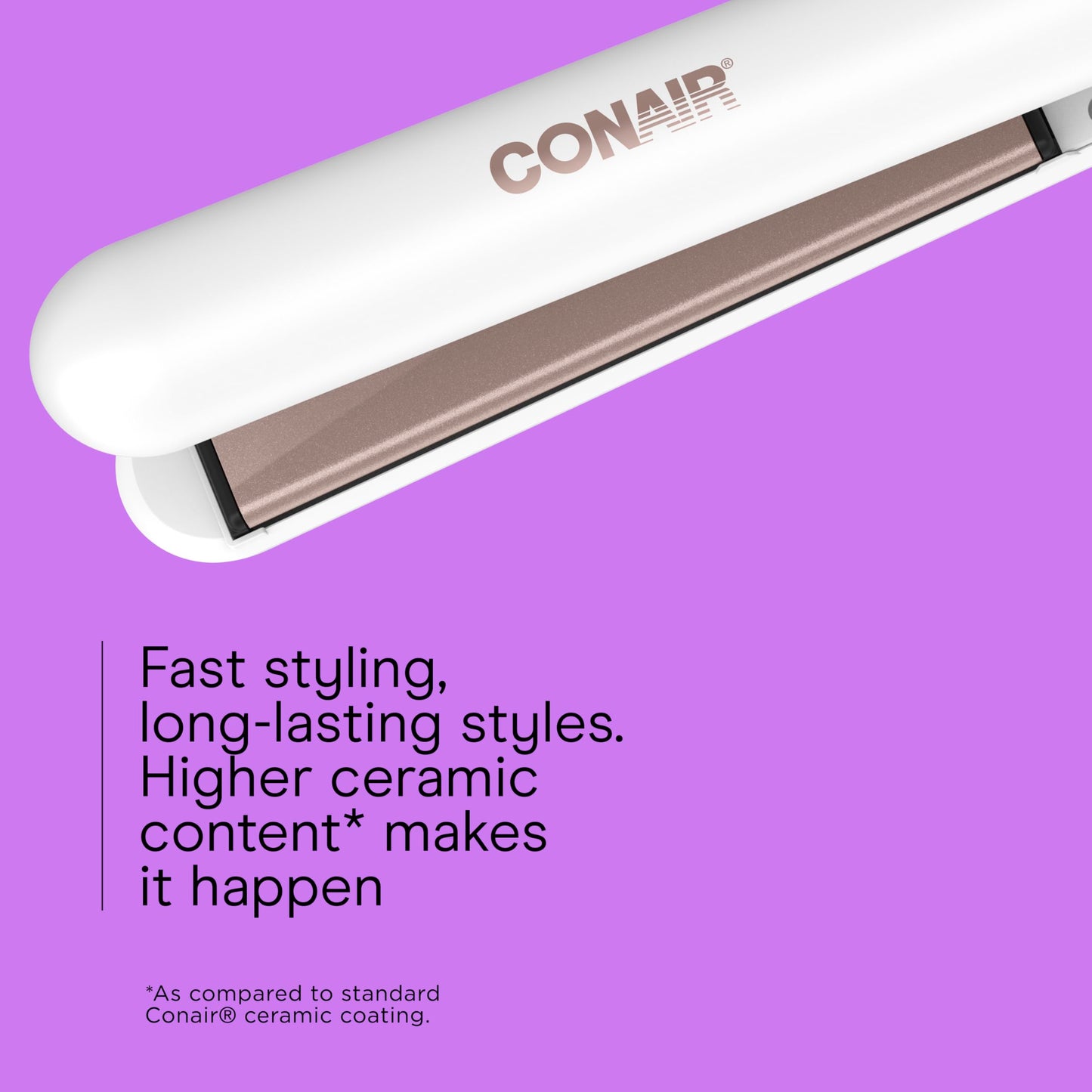 Conair Double Ceramic Flat Iron, 1-Inch Flat Iron Hair Straightener, Five Heat Settings, Extra Long Floating Plates, White