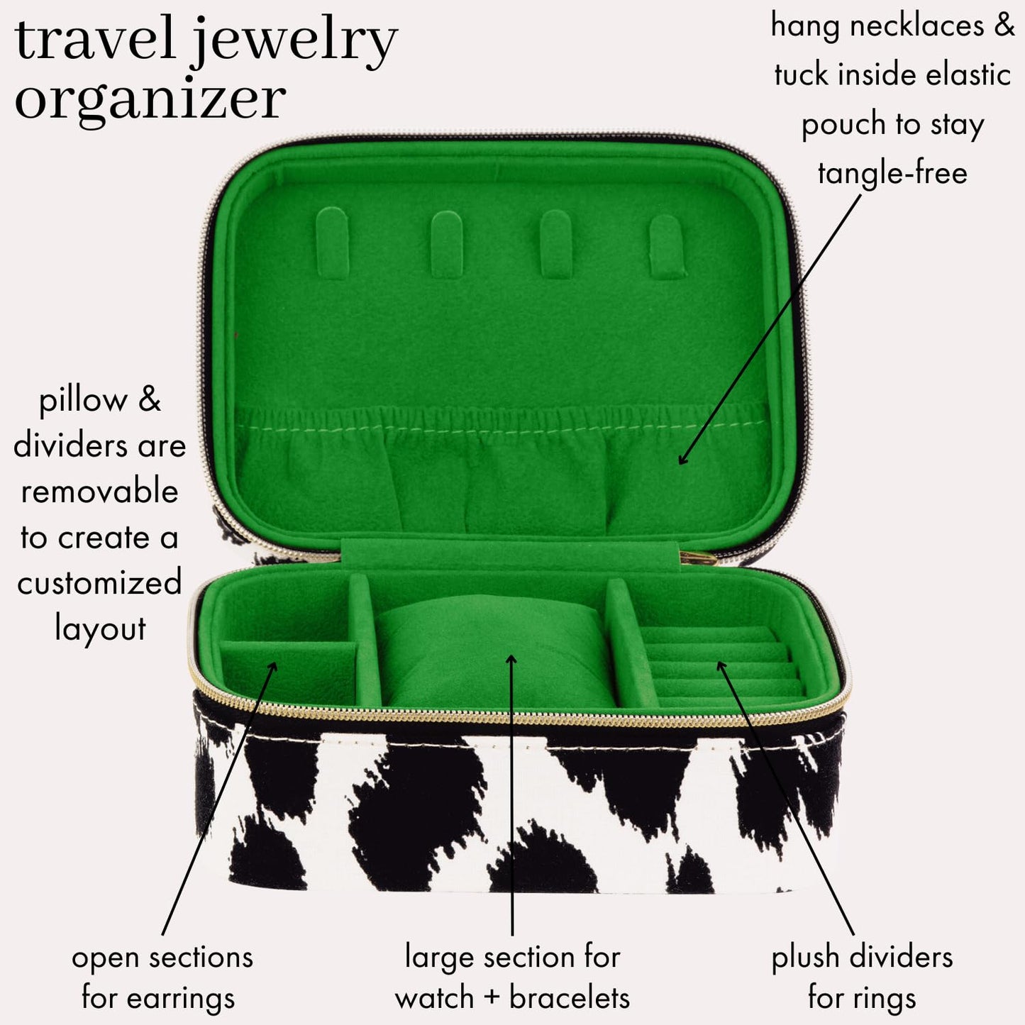 Kate Spade New York Small Travel Jewelry Case, Travel Box, Holder Organizer for Rings, Necklaces, Earrings, Bracelets, Modern Leopard, Modern Leopard, Modern