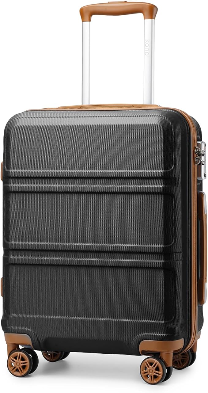 Kono 20'' Carry on Luggage Lightweight with Spinner Wheel TSA Lock Hardside Luggage Durable Small Carry on Suitcase Apricot Black