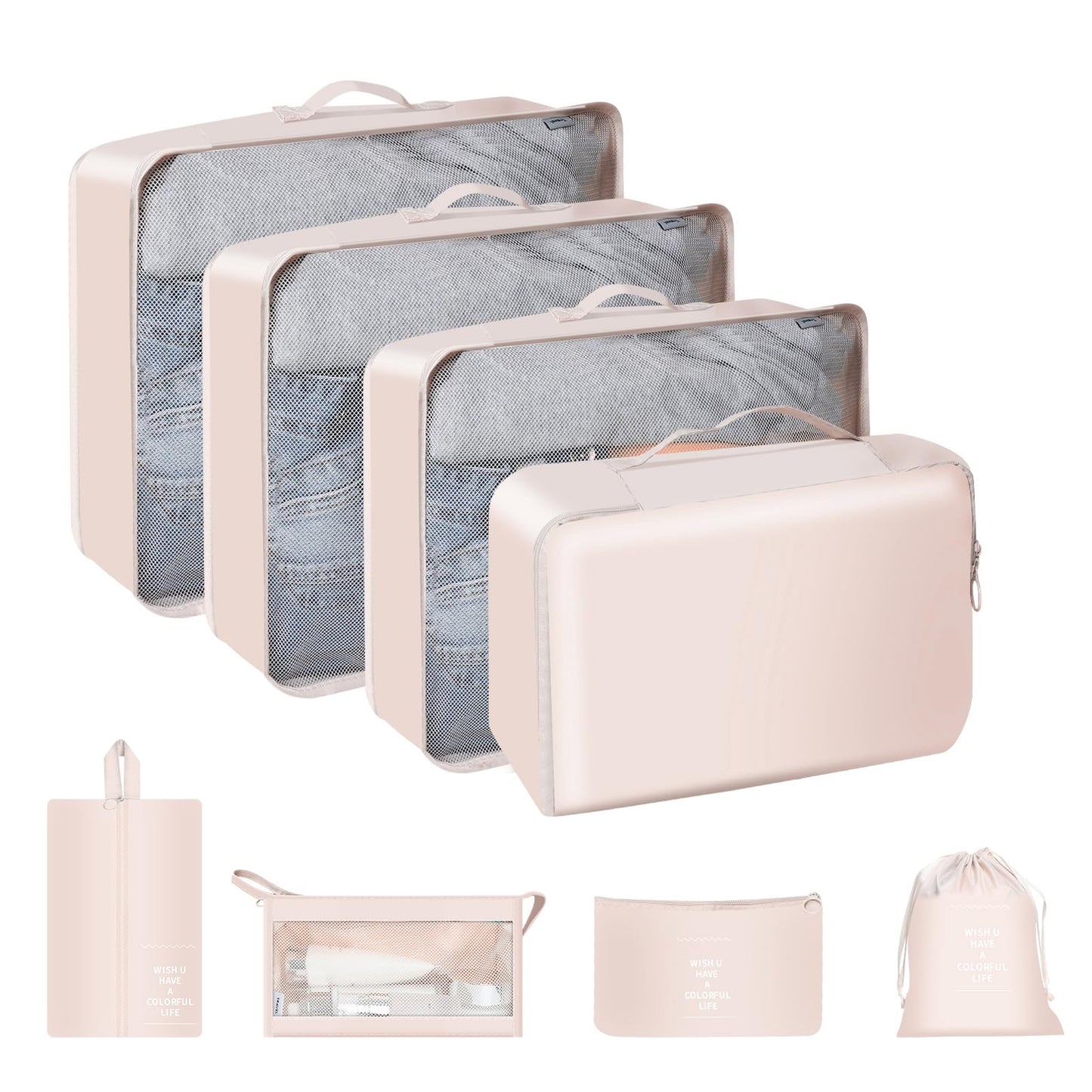 8 Set Packing Cubes for Travel,Packing Cubes Travel Luggage Packing Organizers with Shoe Bag Travel Cubes with Laundry Bag Luggage Organizer Bags for Travel Essentials