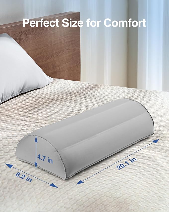 Luxtude Inflatable Bolster Pillow for Legs, Half Moon Pillow Knee Pillow for Back Sleeping, Leg Pillow for Side Sleeping, Leg Elevation Pillow for Knee Support, Lower Back & Head, Ankle and Foot
