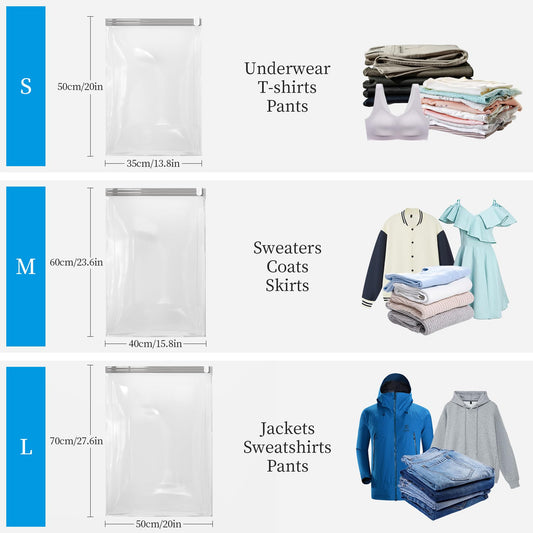 Roqao Compression Bags for Travel, 12 Pack Roll Up Compression Bags No Vacuum or Pump Needed, Travel Essentials, Space Saver for Packing and Luggage, Home Organizers Storage