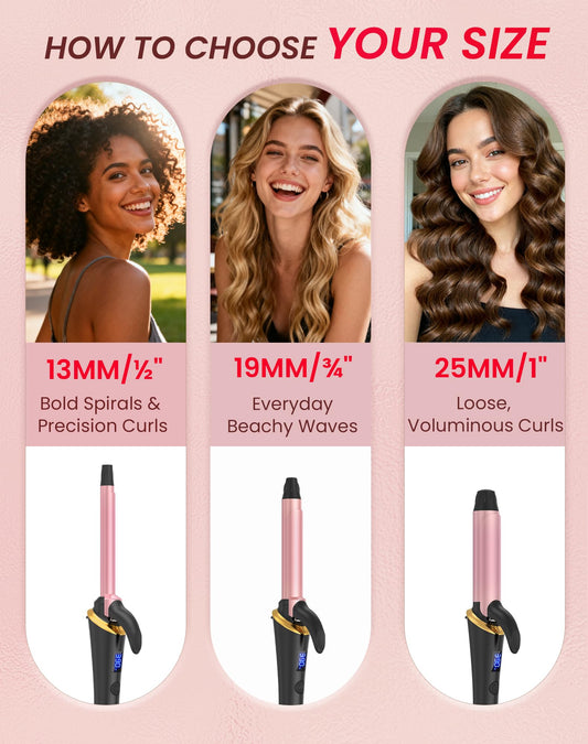 Ukliss Mini Curling Iron for Short to Medium Hair, Dual Voltage, Fast Heating in 30s, 5 Temp for Beachy Waves & Loose Curls, Auto Shut-Off, Gifts for Women (Black, 3/4 Inch Travel Curling Iron)