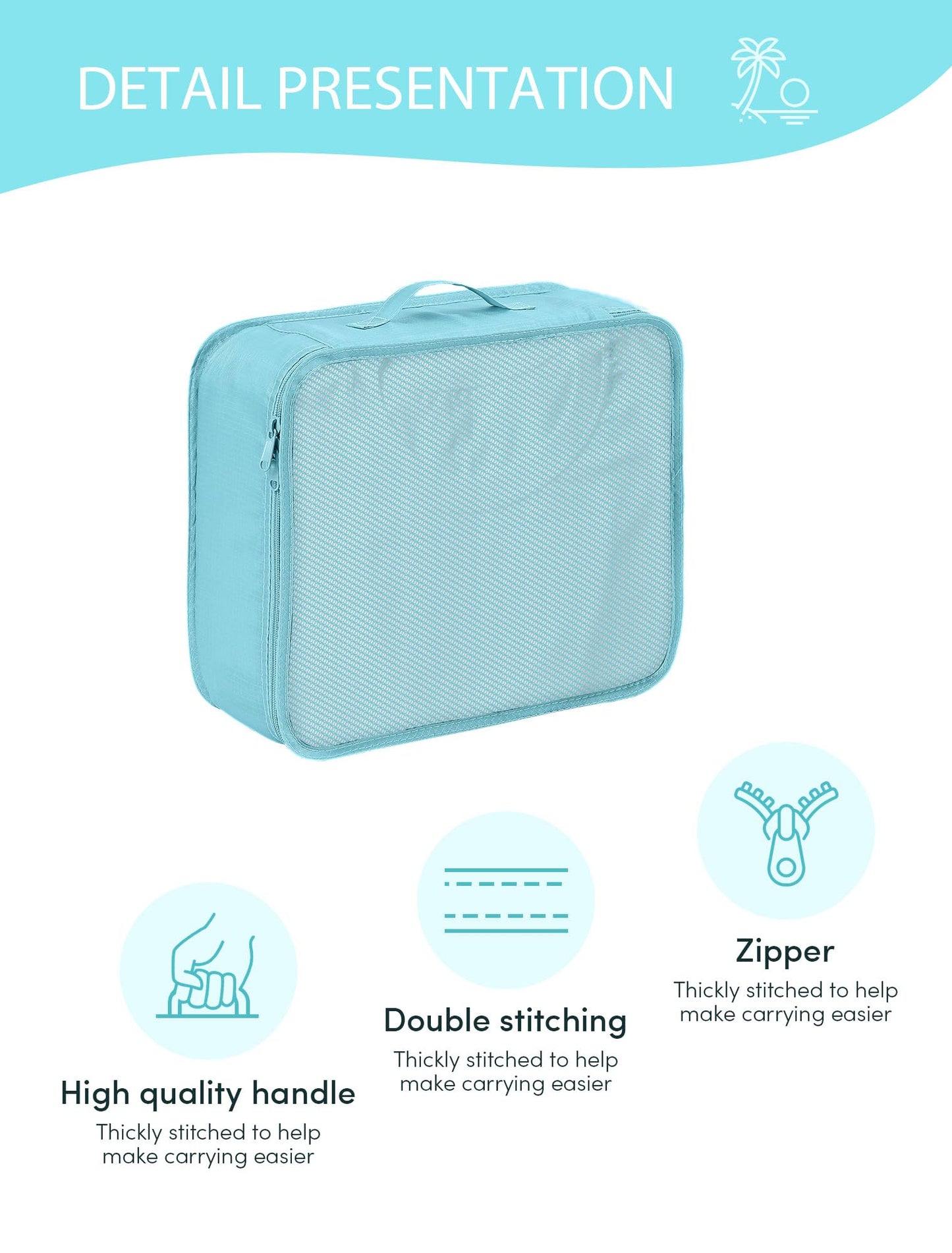DIMJ Packing Cubes Suitcase, 8 Pieces Packing Cubes for Travel, With Toiletry Bag Hanging, Packing Cubes Carry on Luggage Cubes Packing for Clothes, Shoes, Underwear, Cosmetics, Travel Essential(Blue)