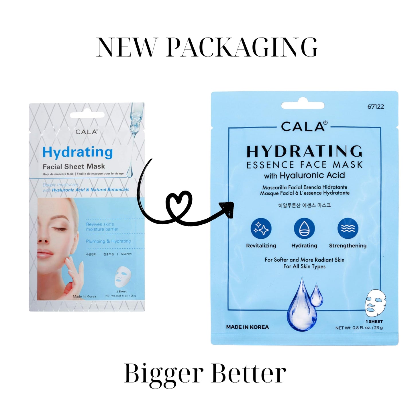 Cala Hydrating Essence Face Masks with Hyaluronic Acid - 5 Sheets Moisturizing Sheet Masks for Radiant, Plump Skin