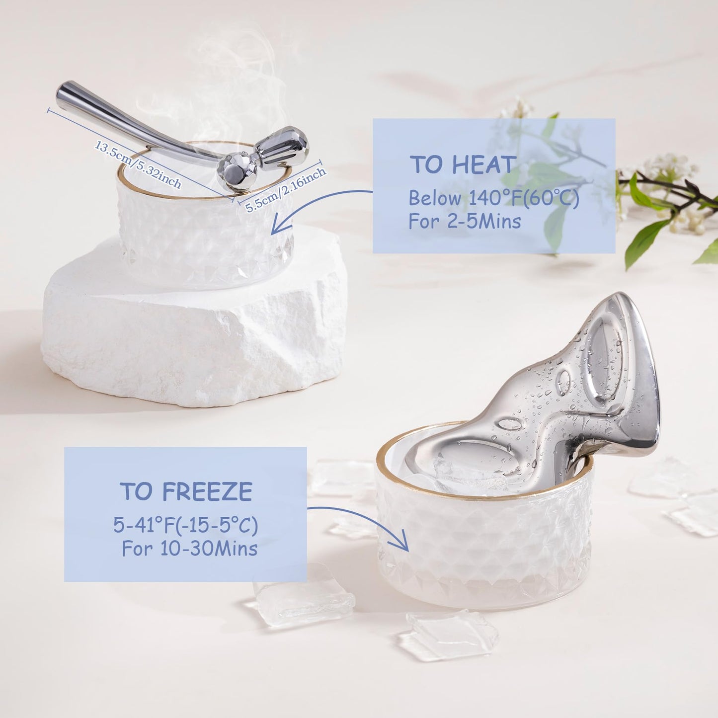 Moikiwi 2PCS Gua Sha Cooling Facial Tool, Stainless Steel Massage Tool, Scraper Tool for Soft Tissue Physical Therapy Stuff, Guasha Beauty Tool for Body Eyes Neck, HD