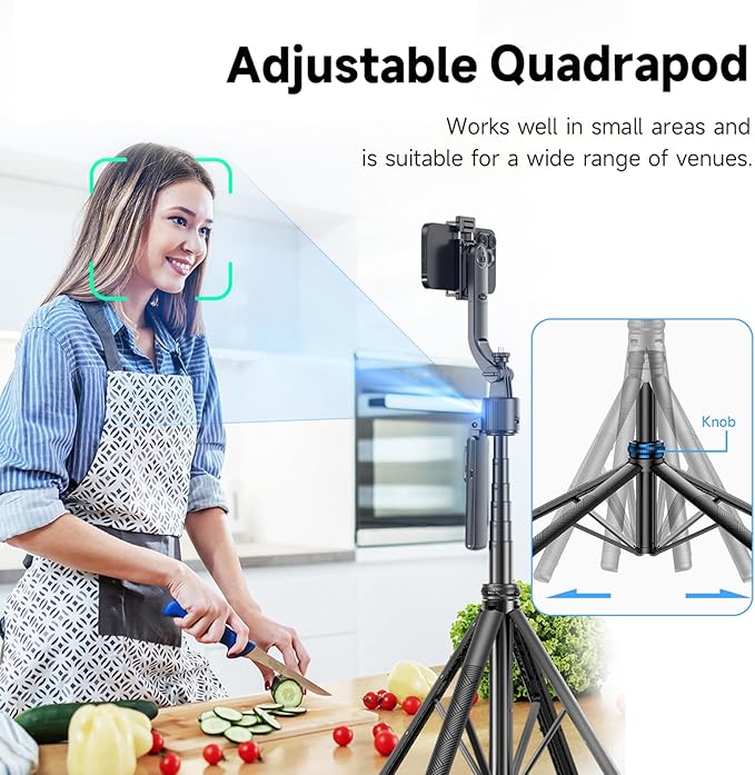 Andoer 64'' Auto Face Tracking Tripod with Stand, 360° Rotation Tracking Tripod with Remote and Gesture Control, Selfie Stick for Video Vlog, Live Streaming, Tiktok, YouTube, Facetime