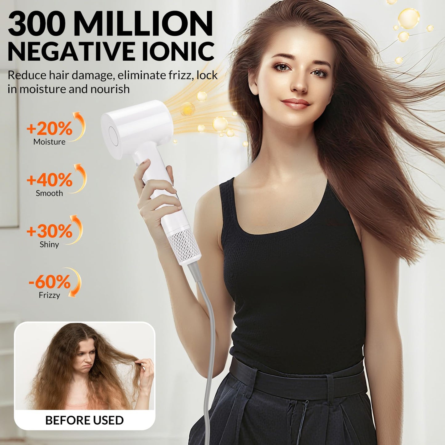 Hair Dryer - Ionic Blow Dryer with Diffuser,112000RPM High Speed Brushless Low Noise Hairdryer, Lightweight/Compact/Mini Design,110V Use for Home/Travel, Suitable for All Hair Types Women, Men