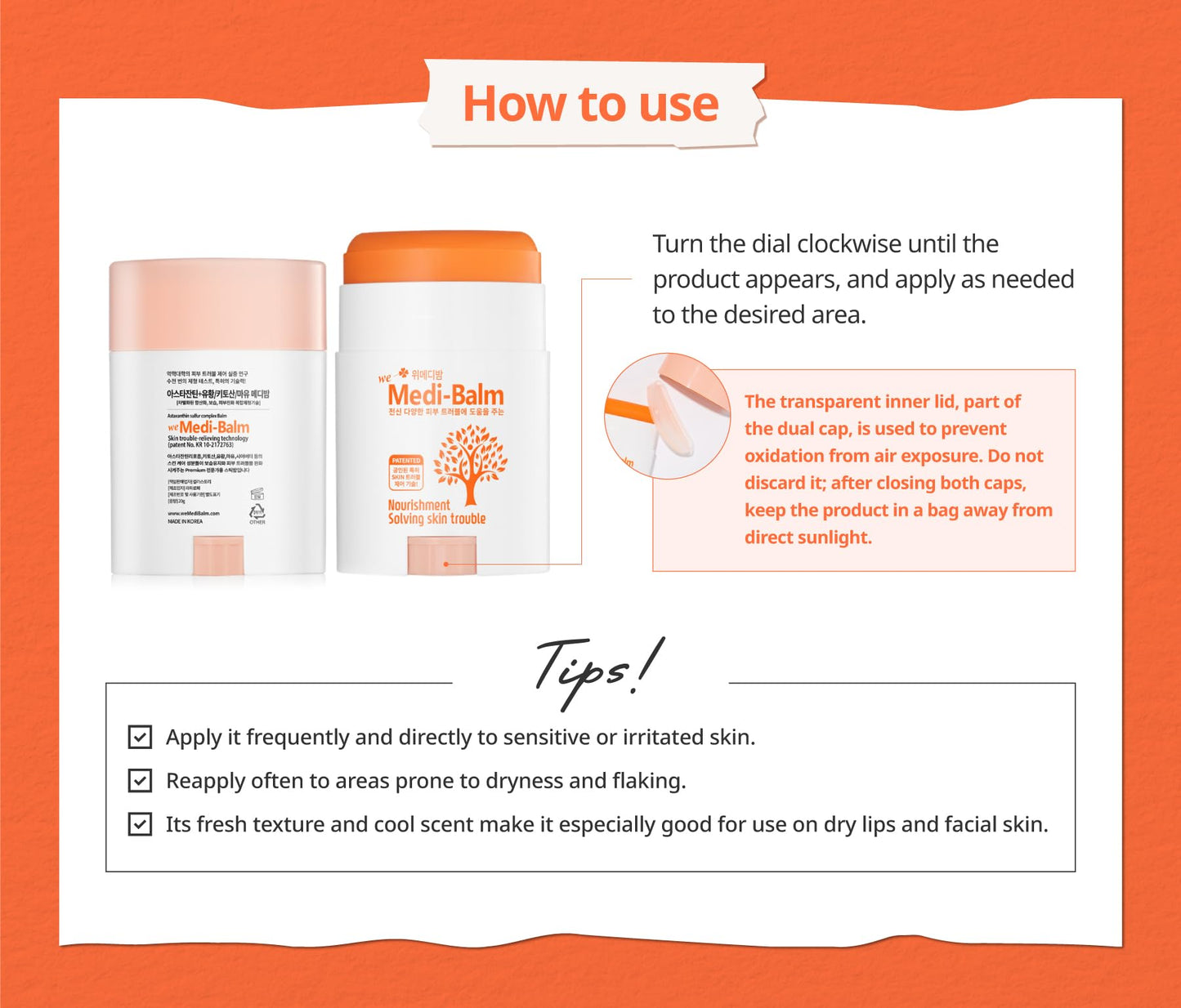 Astaxanthin Multi-Care Balm Stick – Soothing & Moisturizing for Dry, Sensitive Skin | Safe for Babies, Kids & Adults | Natural, Steroid-Free | wemedibalm (20g / 0.70 oz)