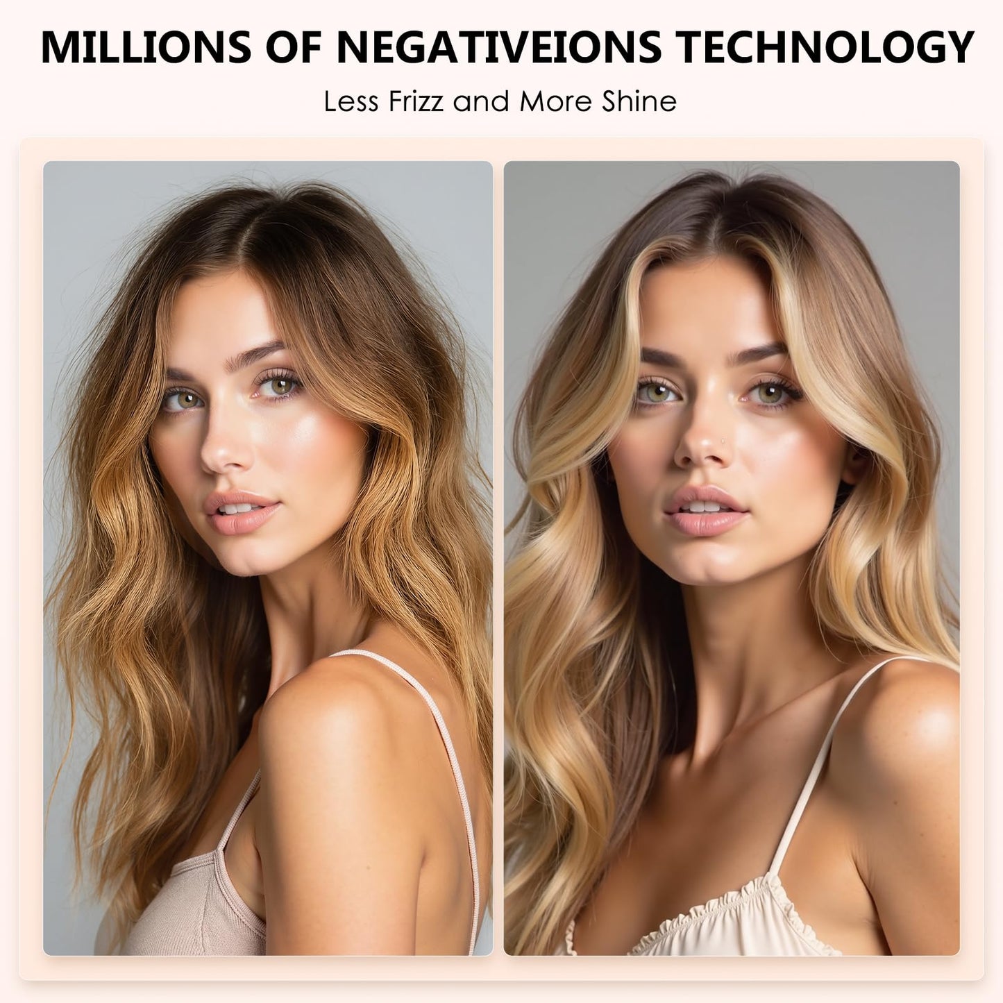 4-in-1 Dual Voltage Hair Dryer Brush, Mini Auto Blow Dryer Brush for European Travel(100-240V), 2 Inch Hot Air One Step Hair Dryer and Styler for Volumizer/Straightener/Curler with EU&UK Plug