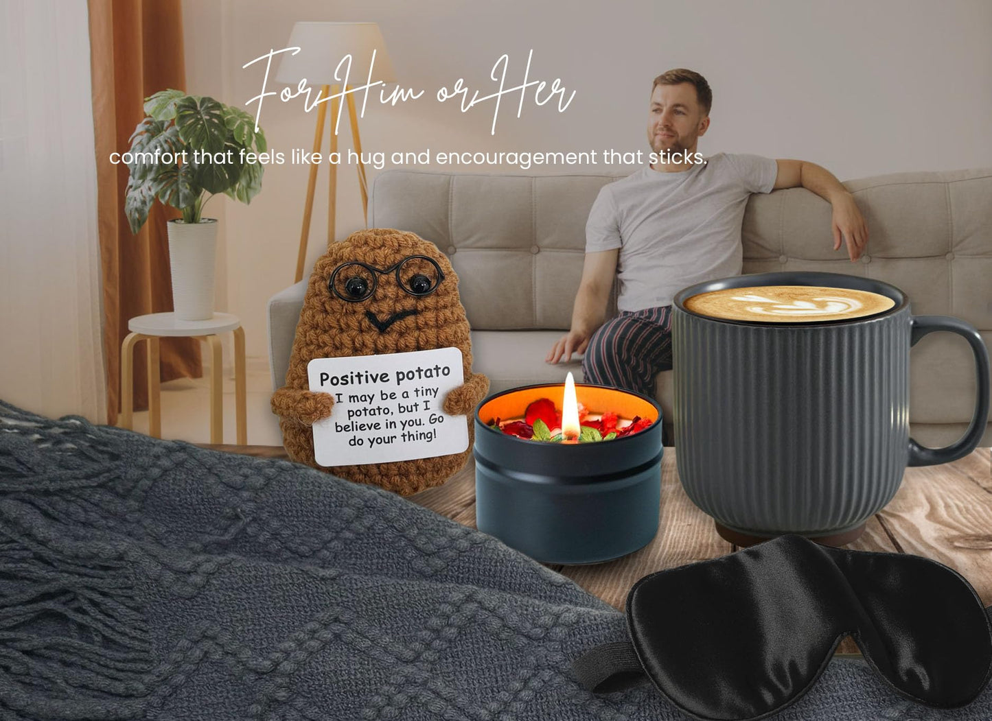 Get Well Soon Gift Baskets for Men&Women- Self Care Package/Brithday - After Surgery, Sympathy Gifts for Loss of Loved One, Thinking of You/Grief/Bereavement/Miscarriage Gifts (Grey & Navy Blue)