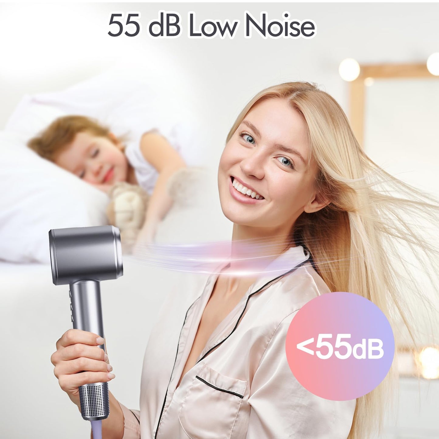 Swharzcopt Hair Dryer with Diffuser,1500W Professional High Speed Ionic Blow Dryer for Fast Drying,Low Noise Thermal Control Hair Dryer for Curly Hair,Magnetic Nozzle,5 Temps,3 Speeds,for Home,Travel