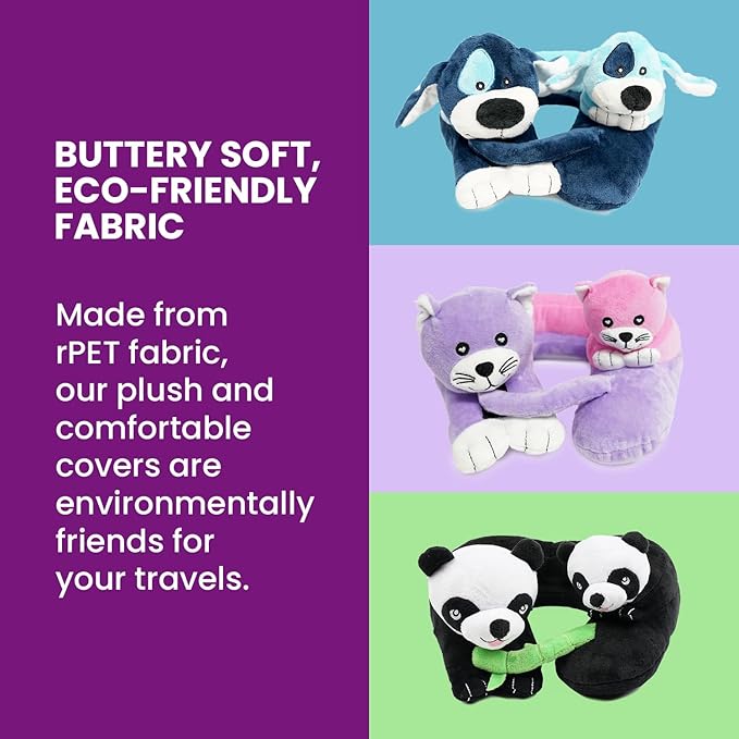 Cabeau Airplane Travel Pillow for Kids – Evolution Kids – Neck Support for Sleeping on Airplanes, Trains, and Cars – Cute, Cozy, and Cuddly Animal Pal for On-The-Go Journeys (Kittens)